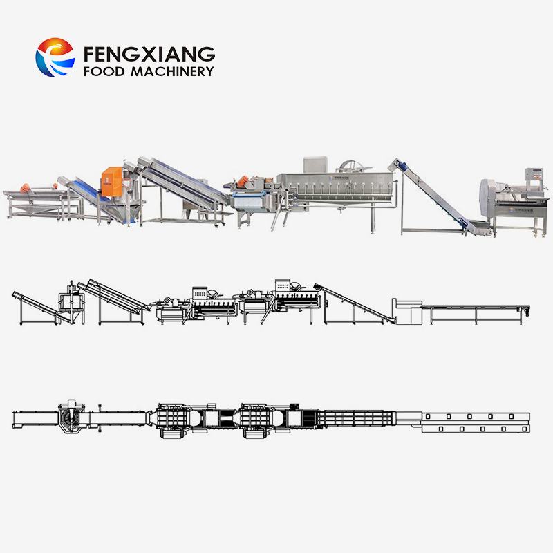 Linha de processamento de máquinas de secagem e lavagem de corte de salada de frutas vegetais Fengxiang